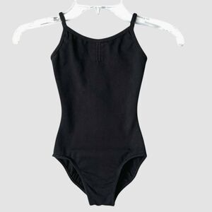 So Danca Black Camisole Leotard Child 4/6 Pinch Front Strappy Back Rhinestones